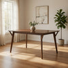 Skie Dining Table, 59 Inch Rectangular Top, Angled Legs, Brown Solid Wood By Casagear Home