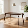 Skie Dining Table, 59 Inch Rectangular Top, Angled Legs, Brown Solid Wood By Casagear Home