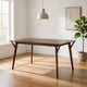 Skie Dining Table, 59 Inch Rectangular Top, Angled Legs, Brown Solid Wood By Casagear Home