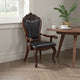 Zenie Dining Armchair Set of 2, Carved Cabriole, Faux Leather, Cherry Brown By Casagear Home