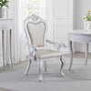 Zenie Dining Armchair Set of 2, Carved Cabriole, Faux Leather, White Wood By Casagear Home