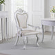 Zenie Dining Armchair Set of 2, Carved Cabriole, Faux Leather, White Wood By Casagear Home