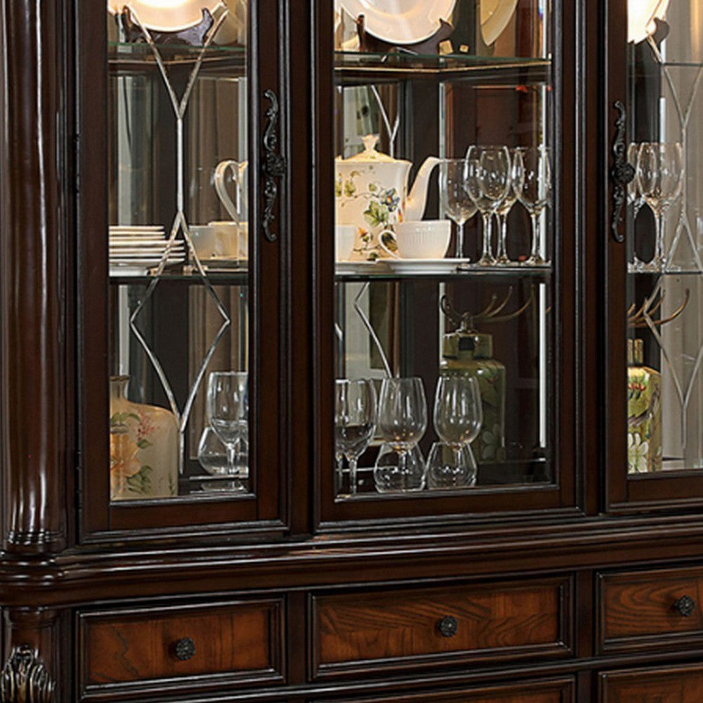 Zenie Buffet Cabinet Hutch Classic Cherry Brown Solid Wood By Casagear Home BM321130