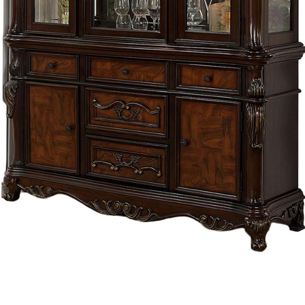 Zenie Buffet Cabinet Hutch Classic Cherry Brown Solid Wood By Casagear Home BM321130