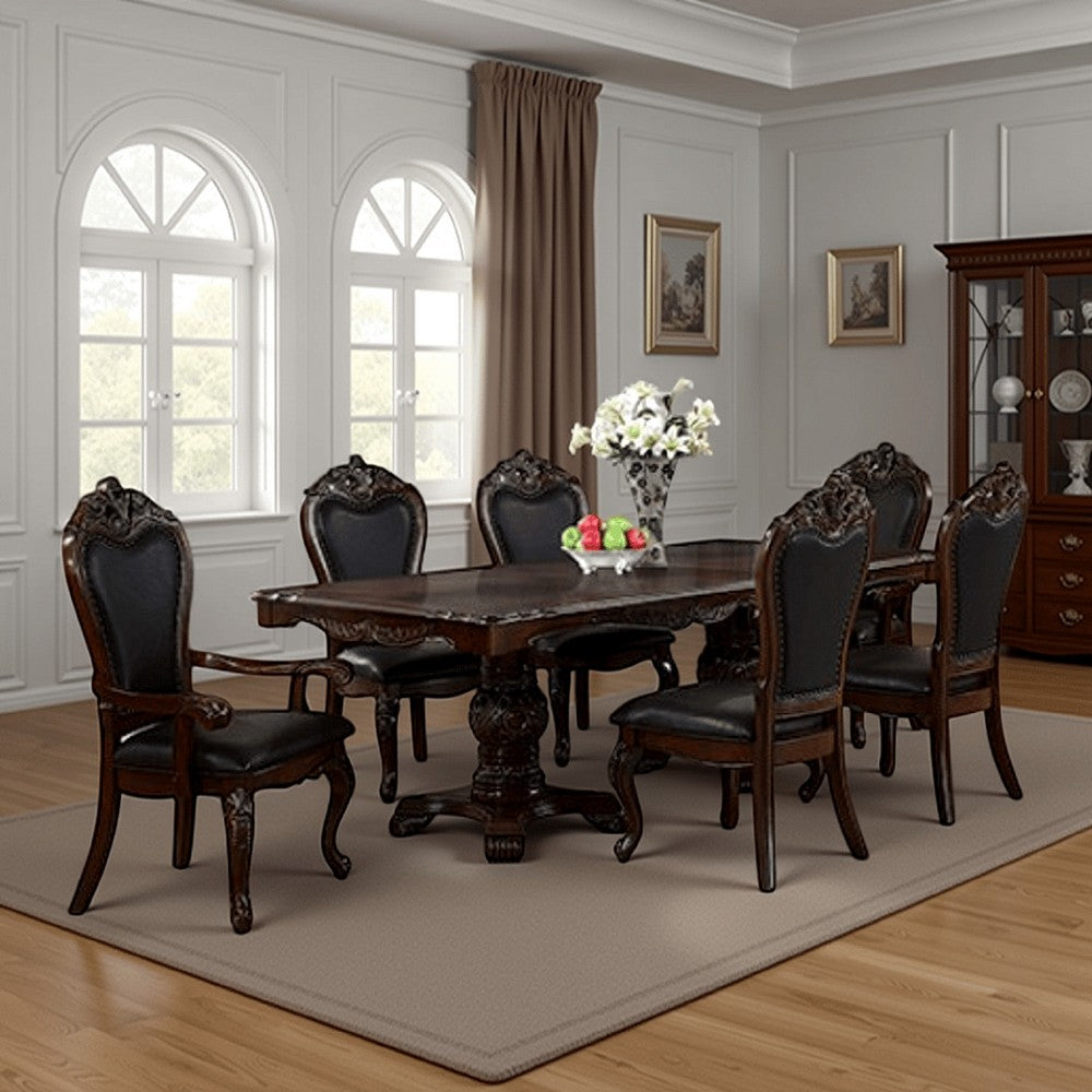 Zenie Dining Table, Extension Leaf, 77-95 Inch, Cherry Brown Solid Wood By Casagear Home