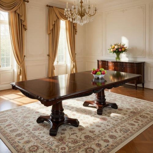 Zenie Dining Table, Extension Leaf, 77-95 Inch, Cherry Brown Solid Wood By Casagear Home