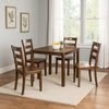 Lasie 5 Piece Counter Height Table Set, 4 Chairs, Slatted, Brown Solid Wood By Casagear Home