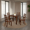 Lasie 5 Piece Dining Table Set 4 Chairs Slatted Backs Brown Solid Wood By Casagear Home BM321135
