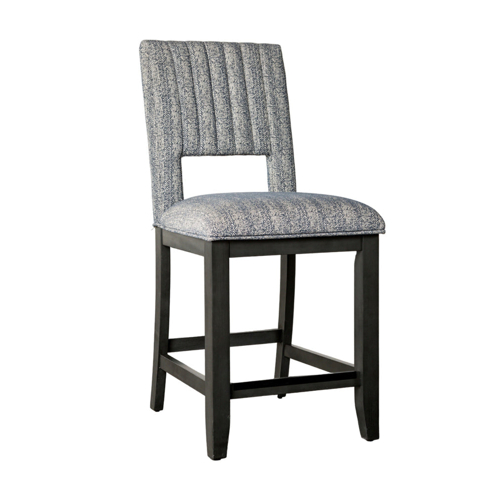 Manny Counter Height Chair Set of 2 Bluish Gray Fabric Seat and Back By Casagear Home BM321136