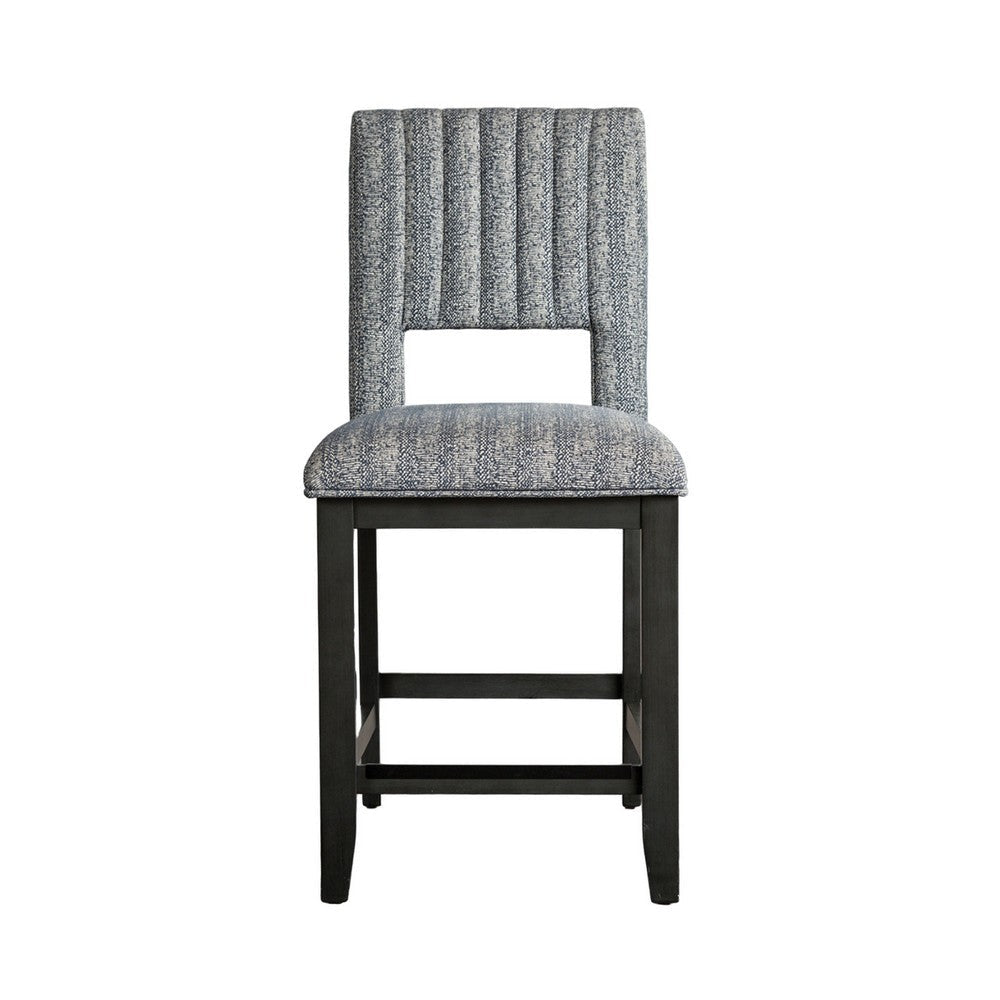 Manny Counter Height Chair Set of 2 Bluish Gray Fabric Seat and Back By Casagear Home BM321136