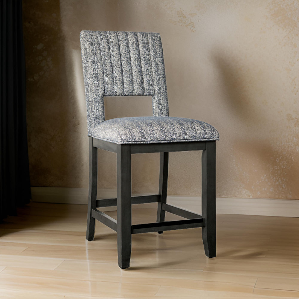 Manny Counter Height Chair Set of 2, Bluish Gray Fabric Seat and Back By Casagear Home