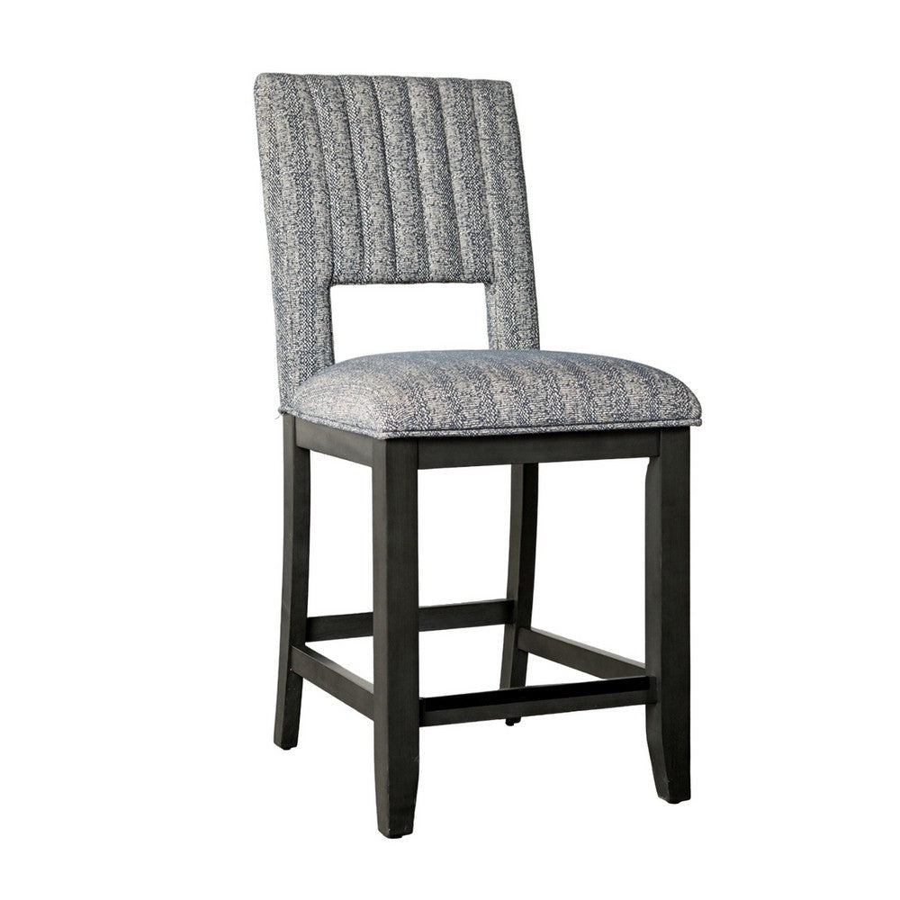 Manny Counter Height Chair Set of 2, Bluish Gray Fabric Seat and Back By Casagear Home