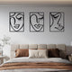 Cinq 3 Piece Set Wall Decor Face Line Drawing Abstract Design Black Rectangular Metal Frame by Casagear home BM321138