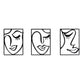 Cinq 3 Piece Set Wall Decor Face Line Drawing Abstract Design Black Rectangular Metal Frame by Casagear home BM321138