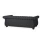 Avery Sofa 83 Inch Classic Chesterfield Tufted Black Polyester Upholstery By Casagear Home BM321142