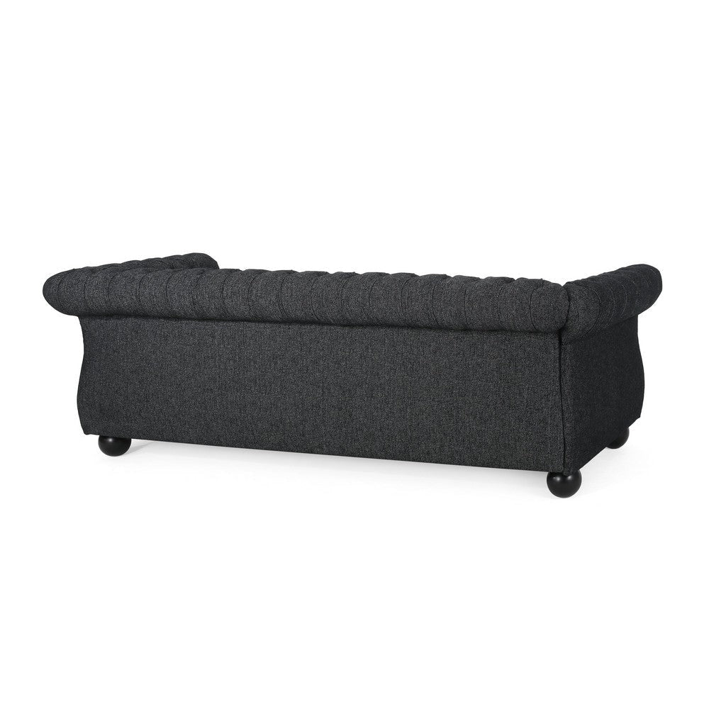 Avery Sofa 83 Inch Classic Chesterfield Tufted Black Polyester Upholstery By Casagear Home BM321142