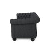 Avery Sofa 83 Inch Classic Chesterfield Tufted Black Polyester Upholstery By Casagear Home BM321142