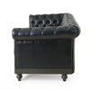 Ober Sofa Rivets Chesterfield Tufted Black Faux Leather 79 Inch Gray Wood By Casagear Home BM321143