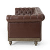 Ober Sofa Chesterfield Tufted Dark Brown Faux Leather 79 Inch Taupe Wood By Casagear Home BM321144