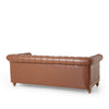 Ober Sofa Rivets and Chesterfield Tufted Light Brown Faux Leather 79 Inch By Casagear Home BM321145