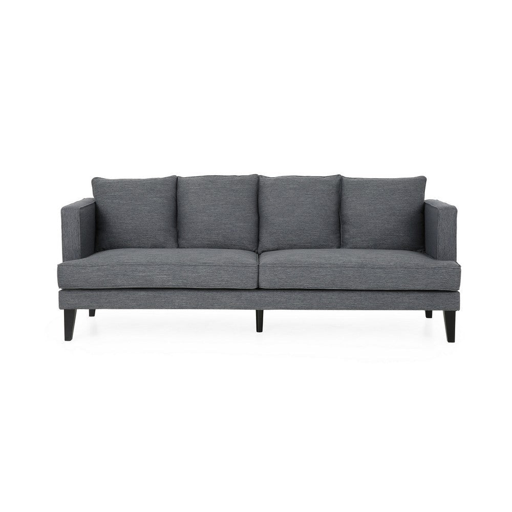 Lara Sofa 4 Throw Pillows Gray Polyester Upholstery Black Wood 86 Inch By Casagear Home BM321150