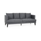 Lara Sofa, 4 Throw Pillows, Gray Polyester Upholstery, Black Wood, 86 Inch By Casagear Home