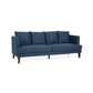 Lara Sofa, 4 Throw Pillows, Blue Polyester Upholstery, Black Wood, 86 Inch By Casagear Home