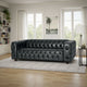Arlo Sofa, Chesterfield Tufted Black Faux Leather Upholstery, Wood, 84 Inch By Casagear Home