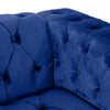 Arlo Sofa Chesterfield Tufted Blue Velvet Upholstery Black Wood 84 Inch By Casagear Home BM321157