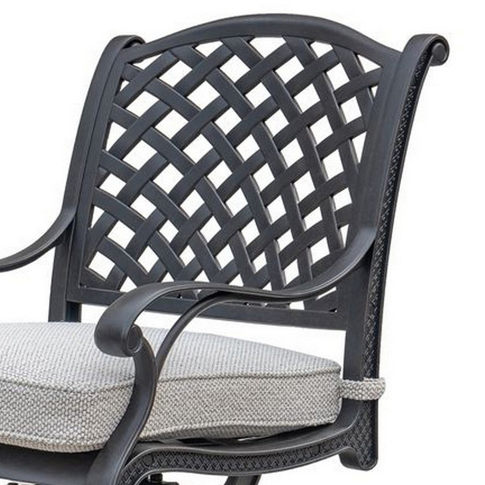 Zoe Outdoor Dining Swivel Rocker Chair Set of 2 Black Aluminium Taupe By Casagear Home BM321159