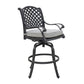 Zoe Outdoor Swivel Barstool Chair Set of 2, Lattice, Black Aluminium, Taupe By Casagear Home