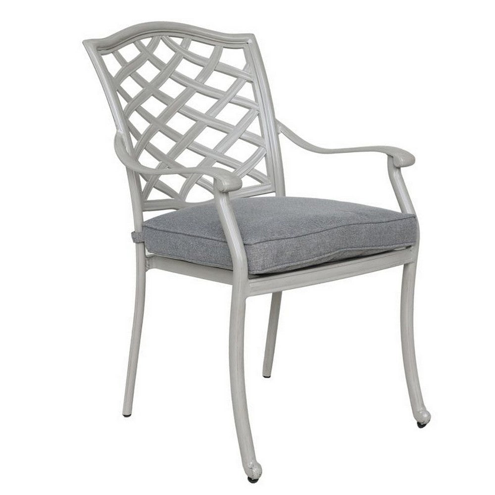 Wynn Outdoor Dining Armchair Set of 2, Aluminum, Heritage Gray Finish By Casagear Home