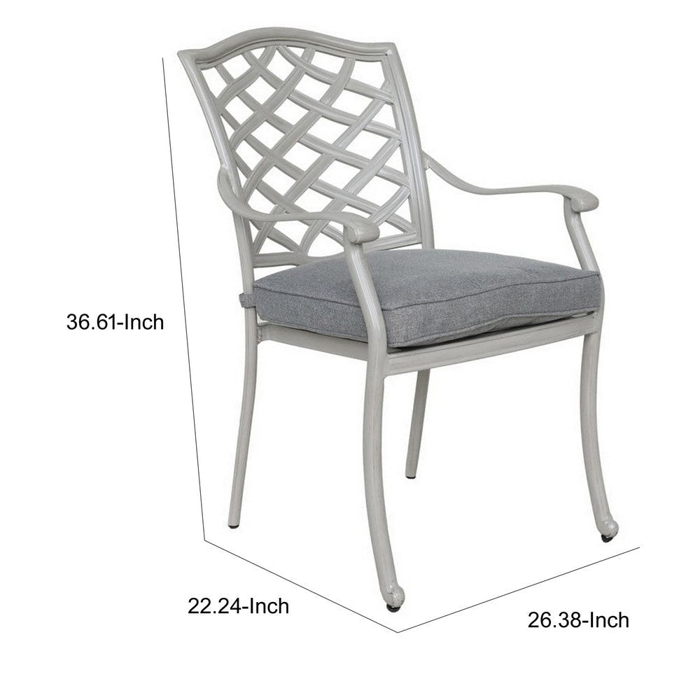 Wynn Outdoor Dining Armchair Set of 2 Aluminum Heritage Gray Finish By Casagear Home BM321162