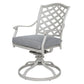 Wynn Outdoor Dining Swivel Chair Set of 2 Lattice Back Aluminum Gray By Casagear Home BM321163