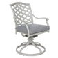 Wynn Outdoor Dining Swivel Chair Set of 2, Lattice Back, Aluminum, Gray By Casagear Home