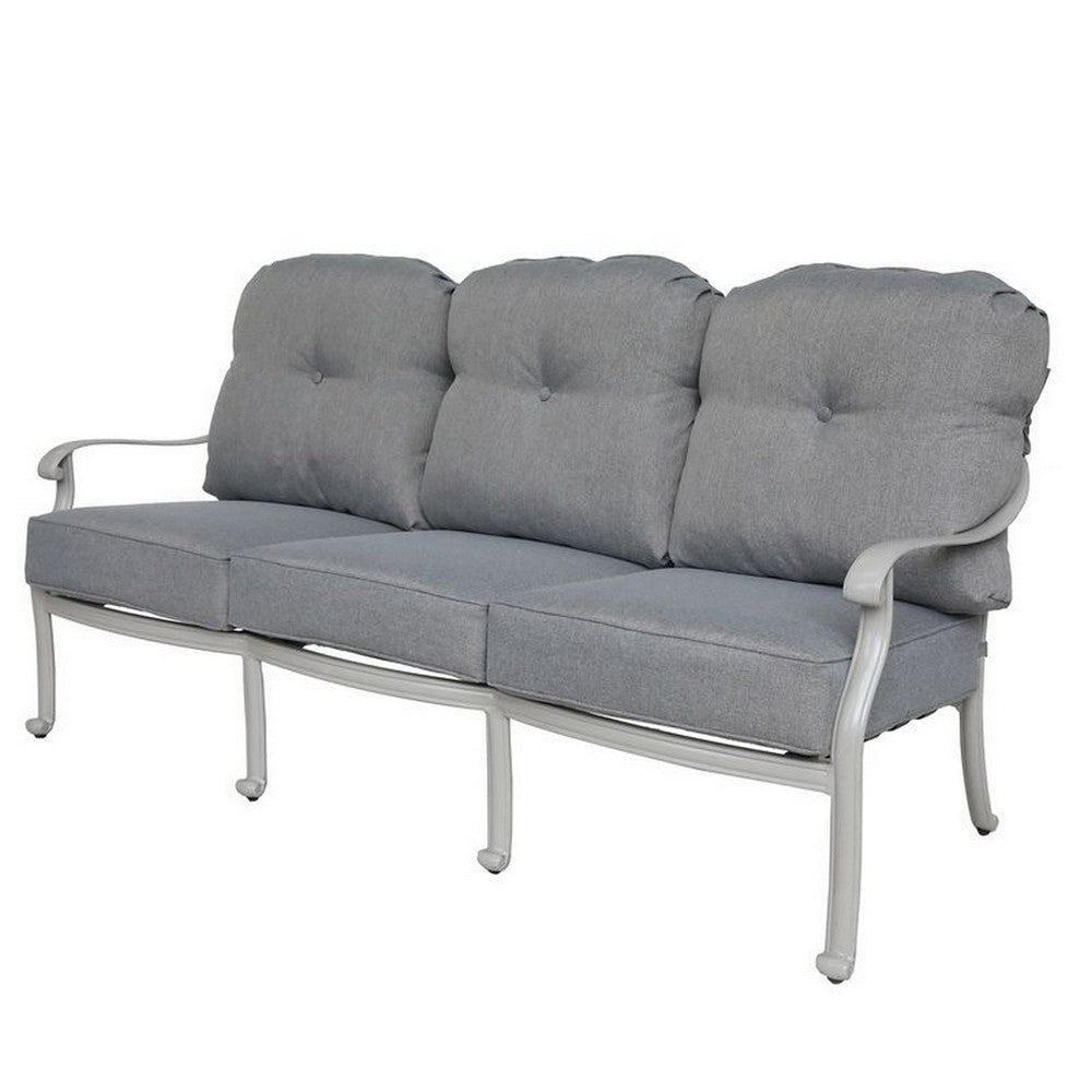 Wynn Outdoor Patio Sofa with Cushion 75 Inch Aluminum Gray Polyester By Casagear Home BM321165