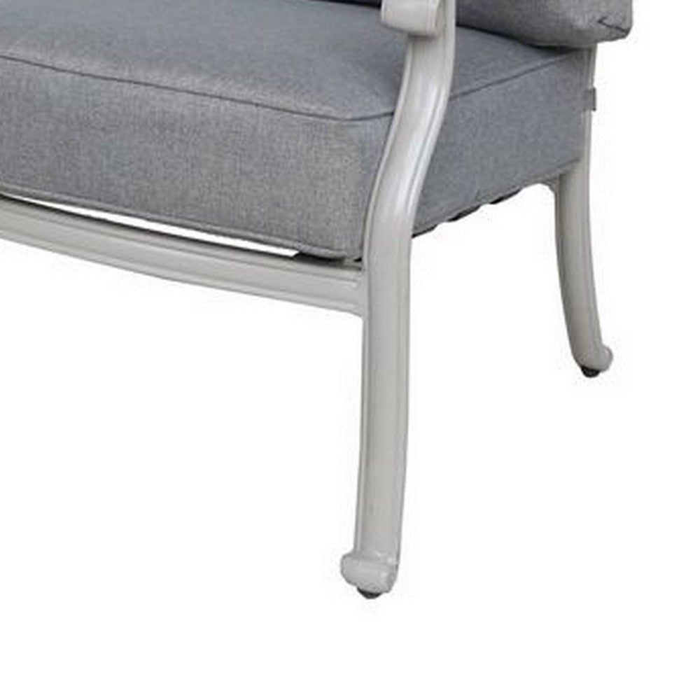 Wynn Outdoor Patio Sofa with Cushion 75 Inch Aluminum Gray Polyester By Casagear Home BM321165