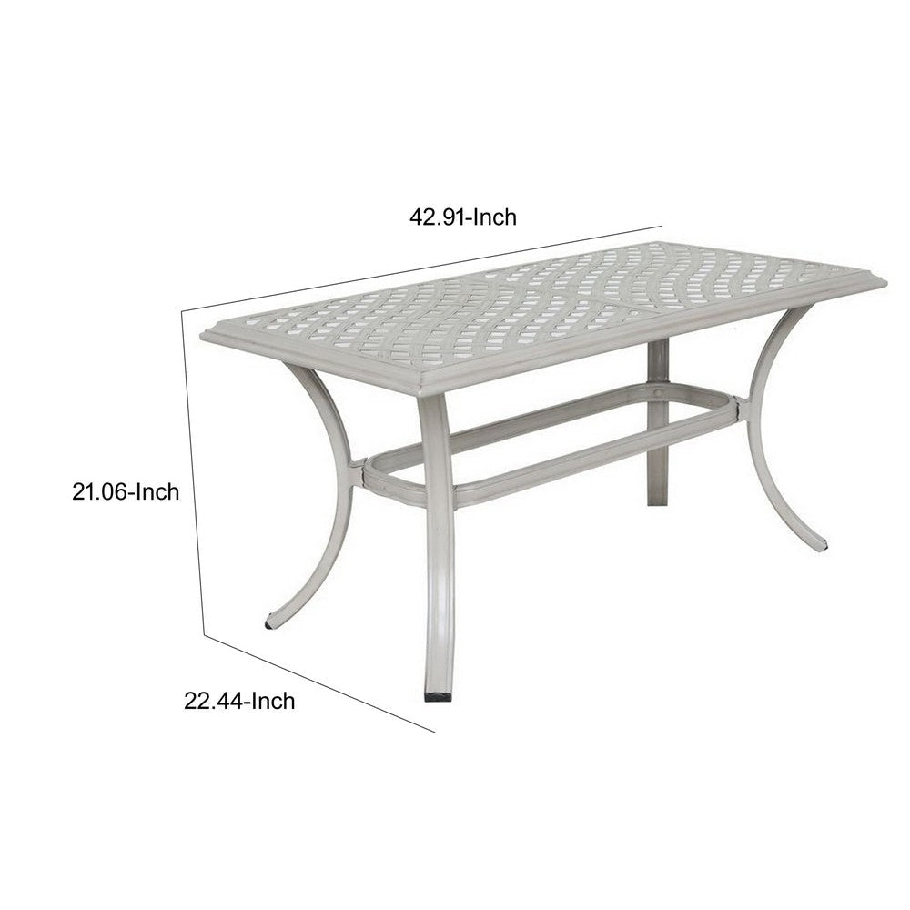 Wynn Outdoor Coffee Table 43 Inch Rectangle Top Aluminum Gray Finish By Casagear Home BM321169