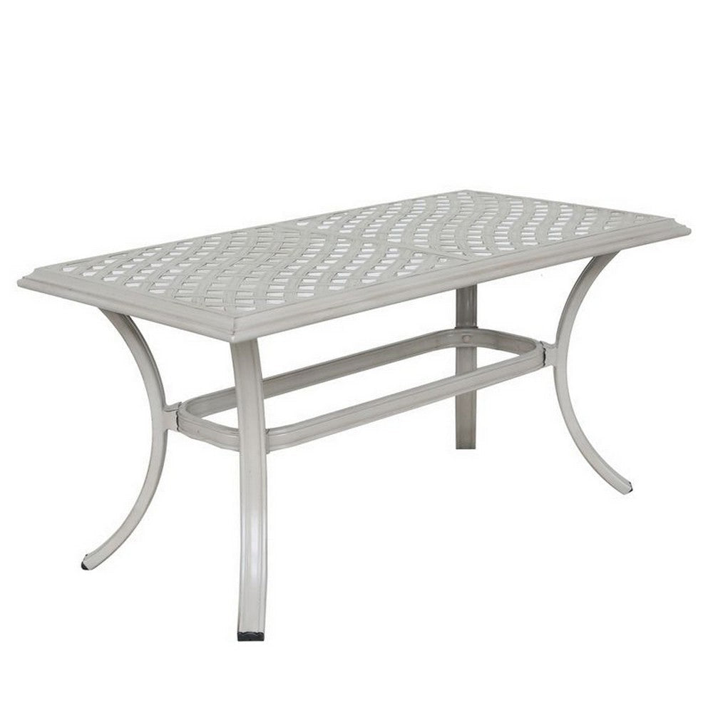 Wynn Outdoor Coffee Table, 43 Inch Rectangle Top, Aluminum, Gray Finish By Casagear Home