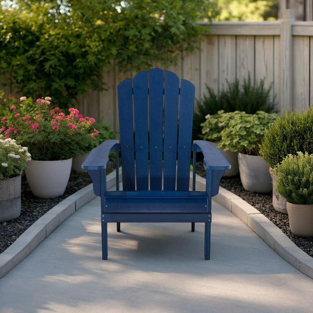 West Outdoor Patio Adirondack Chair, 30 Inch, Wood Style Blue Finish By Casagear Home
