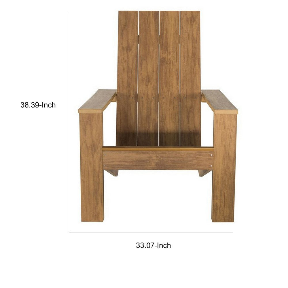 West Outdoor Patio Adirondack Chair 30 Inch Wood Style Natural Brown By Casagear Home BM321174