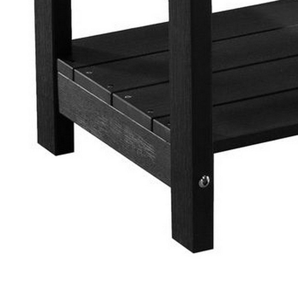 West Outdoor Patio End Table with Shelf 16 Inch Modern Wood Style Black By Casagear Home BM321175