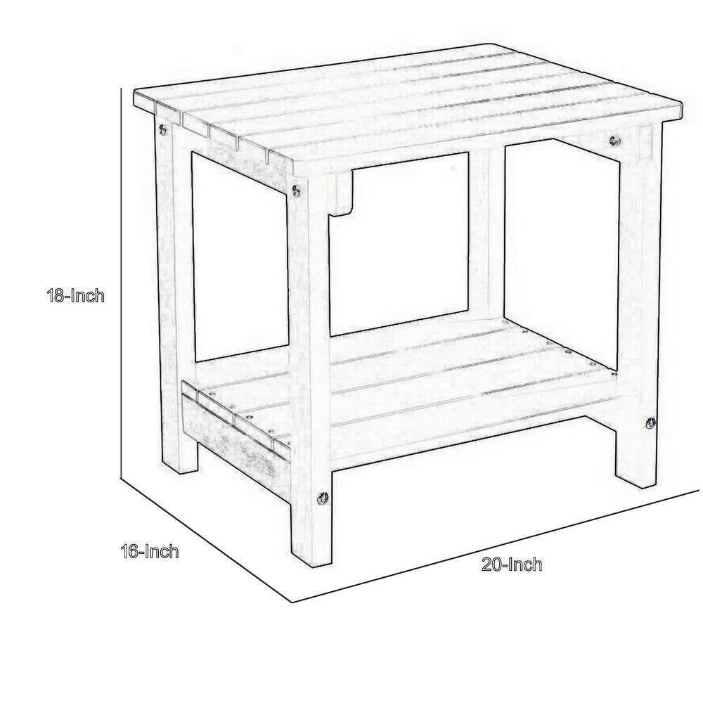 West Outdoor Patio End Table with Shelf 16 Inch Modern Wood Style Black By Casagear Home BM321175