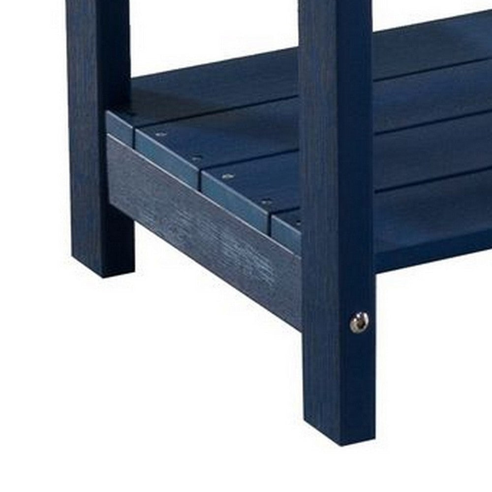 West Outdoor Patio End Table with Shelf 16 Inch Modern Wood Style Blue By Casagear Home BM321176