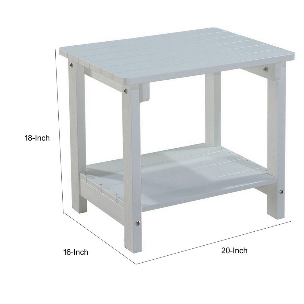 West Outdoor Patio End Table with Shelf 16 Inch Modern Wood Style White By Casagear Home BM321179