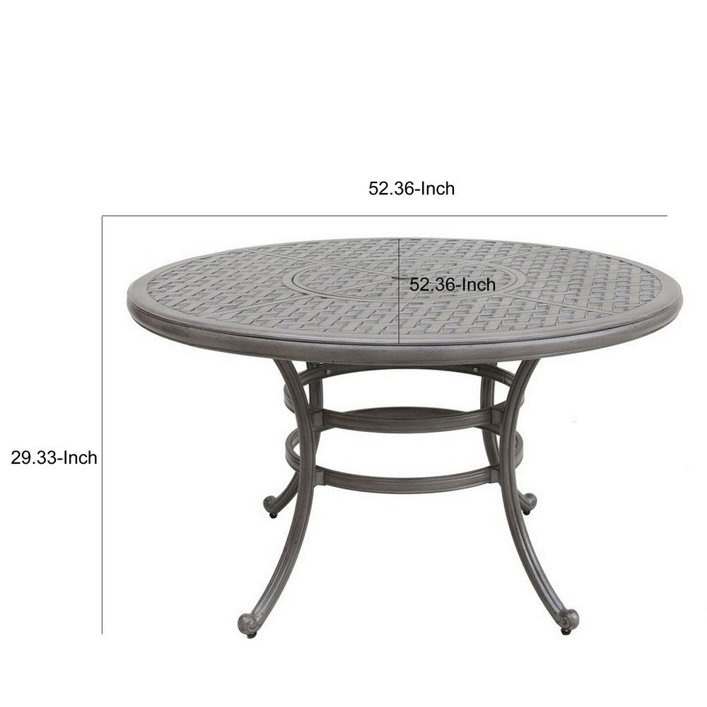 Mace Outdoor Patio Dining Table 52 Inch Round Lattice Top Aluminum Gray By Casagear Home BM321180