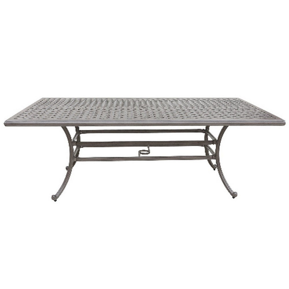 Mace Outdoor Patio Dining Table, 86 Inch Rectangle Top, Aluminum, Gray By Casagear Home