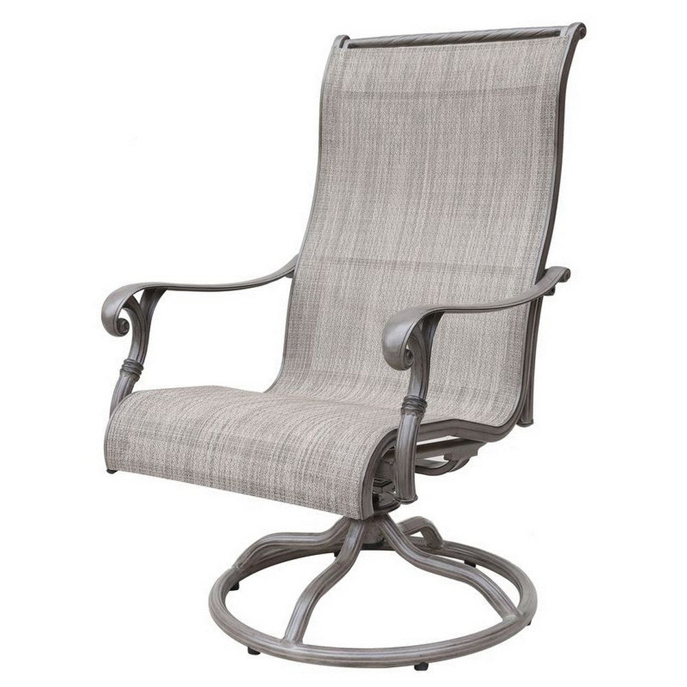 Mace Outdoor Patio Swivel Rocker Chair Set of 2 Curved Aluminum Gray By Casagear Home BM321185