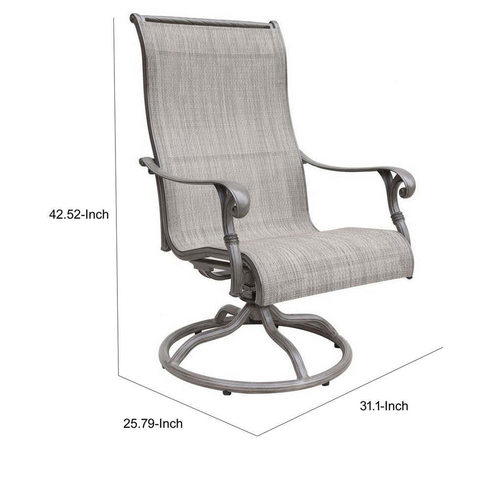 Mace Outdoor Patio Swivel Rocker Chair Set of 2 Curved Aluminum Gray By Casagear Home BM321185