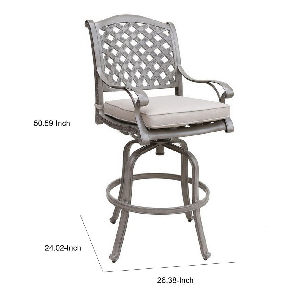 Mace Outdoor Patio Barstool Chair Set of 2 Aluminium Heritage Gray By Casagear Home BM321194